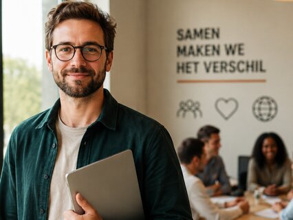 Professional in gesprek op kantoor